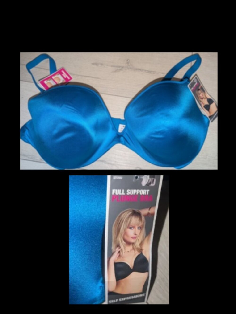 NWT Self Expressions by Maidenform Full Support Plunge Bra Teal Womens SWz 42D